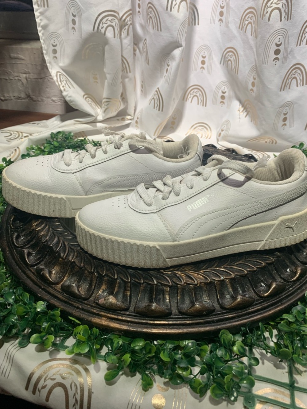 Puma Cream/Off-White Platform Sneakers